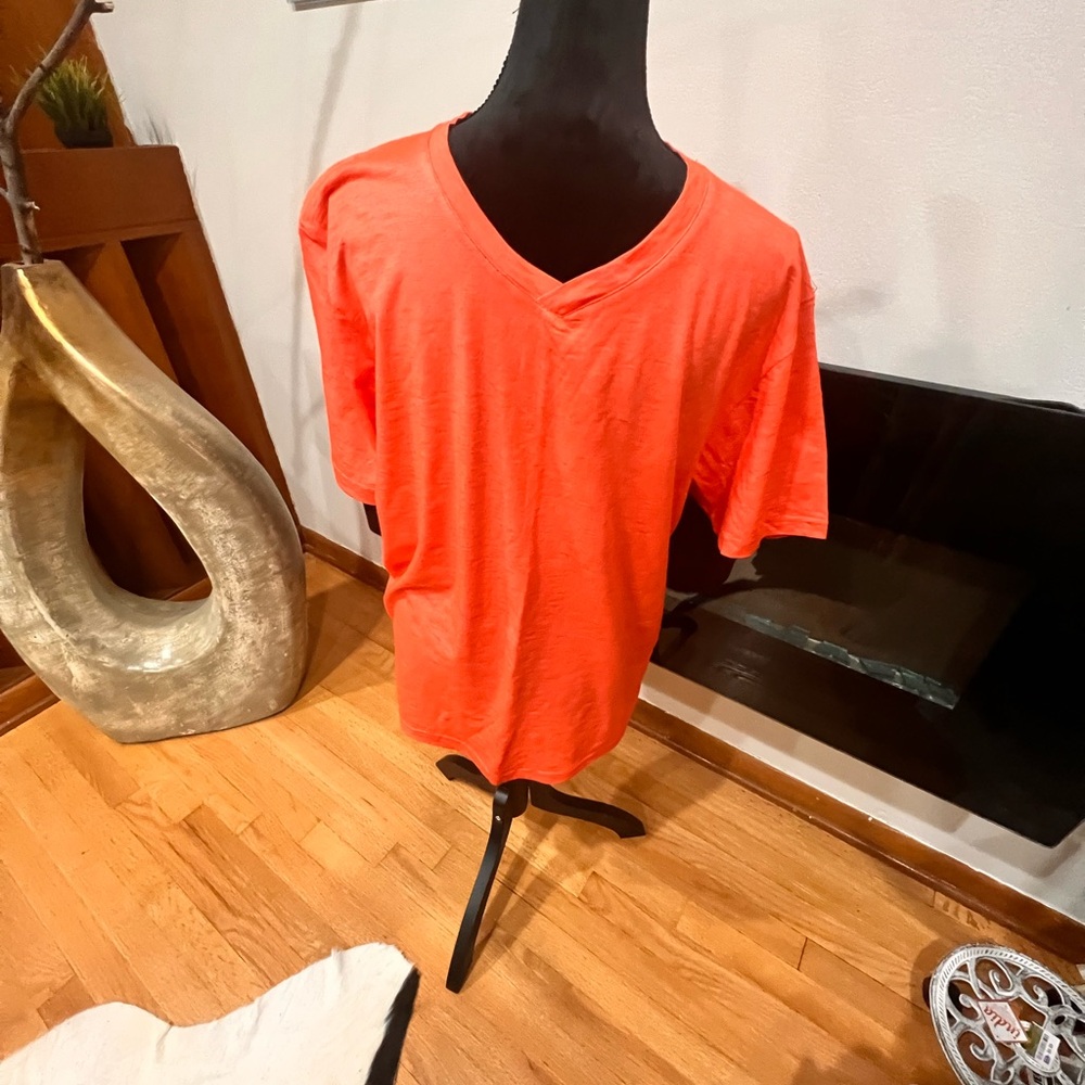 Vibrant Orange Short Sleeve V-Neck Tee